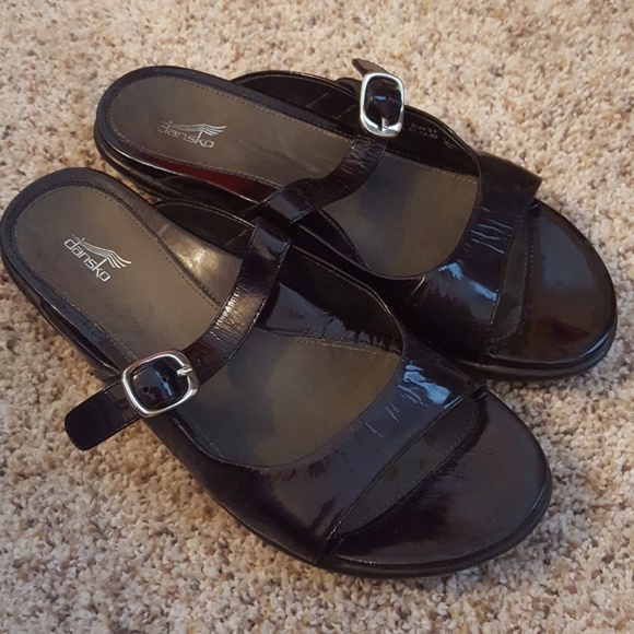 dansko patent leather sandals